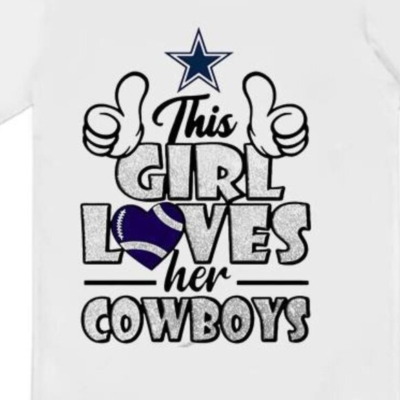 This Girl Loves Her Dallas Cowboys NFL Football Team Pride Fan Graphic T-Shirt - Picture 2 of 5